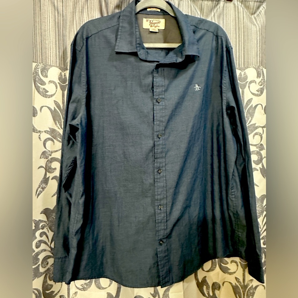 EUC Original Penguin by‎ Munsingwear Dark Blue Casual Button-Down Shirt Size XXL